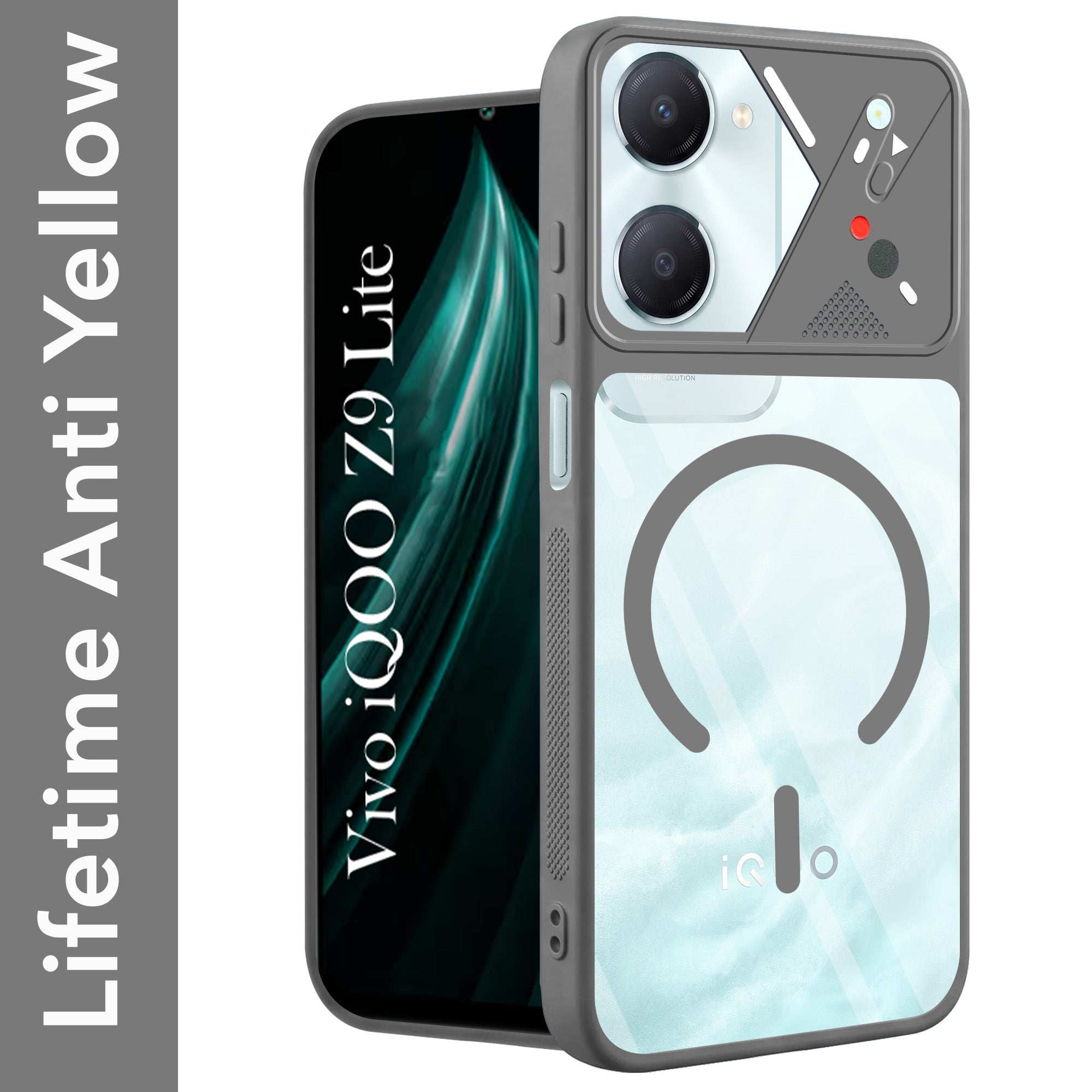 For Vivo iQOO Z9 Lite 5G Back Cover Case Lifetime Anti-Yellow Clear (Camera Protection | Side Grip | Wireless MagSafe Compatible)