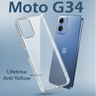 For Motorola Moto G34 5G Back Cover Case (Hard Anti Yellow Clear Case | Drop & Camera Protection | Shockproof Polycarbonate)