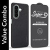 For Samsung A27 5G | Samsung M47 5G Combo with Back Cover and 9H Tempered Glass (Textured Grip Design | Micro-Fiber Cloth Inside | Oleophobic Coating Screen Glass)