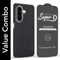 For Samsung A27 5G | Samsung M47 5G Combo with Back Cover and 9H Tempered Glass (Textured Grip Design | Micro-Fiber Cloth Inside | Oleophobic Coating Screen Glass)
