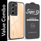 For Realme P3x Combo with Back Cover and 9H Tempered Glass (Lifetime Anti-Yellow | Crystal Clear Shockproof | Oleophobic Coating Screen Glass)