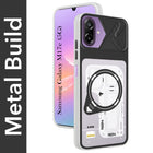 For Samsung Galaxy M17e Metallic Back Cover Case (Metallic Camera Protection & Buttons | Translucent Milky Shade | Hard Polycarbonate)