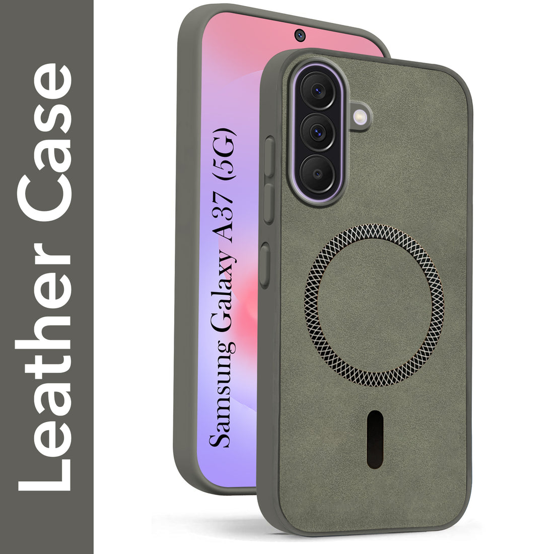 For Samsung Galaxy A37 5G Back Cover Case Leather Finish (MagSafe Compatible Wireless Charging | Soft Touch | Camera Bump Protection)