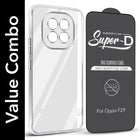 For Oppo F29 Combo with Back Cover and 9H Tempered Glass (Lifetime Anti-Yellow | Sleek Hard Crystal | Oleophobic Coating Screen Glass)