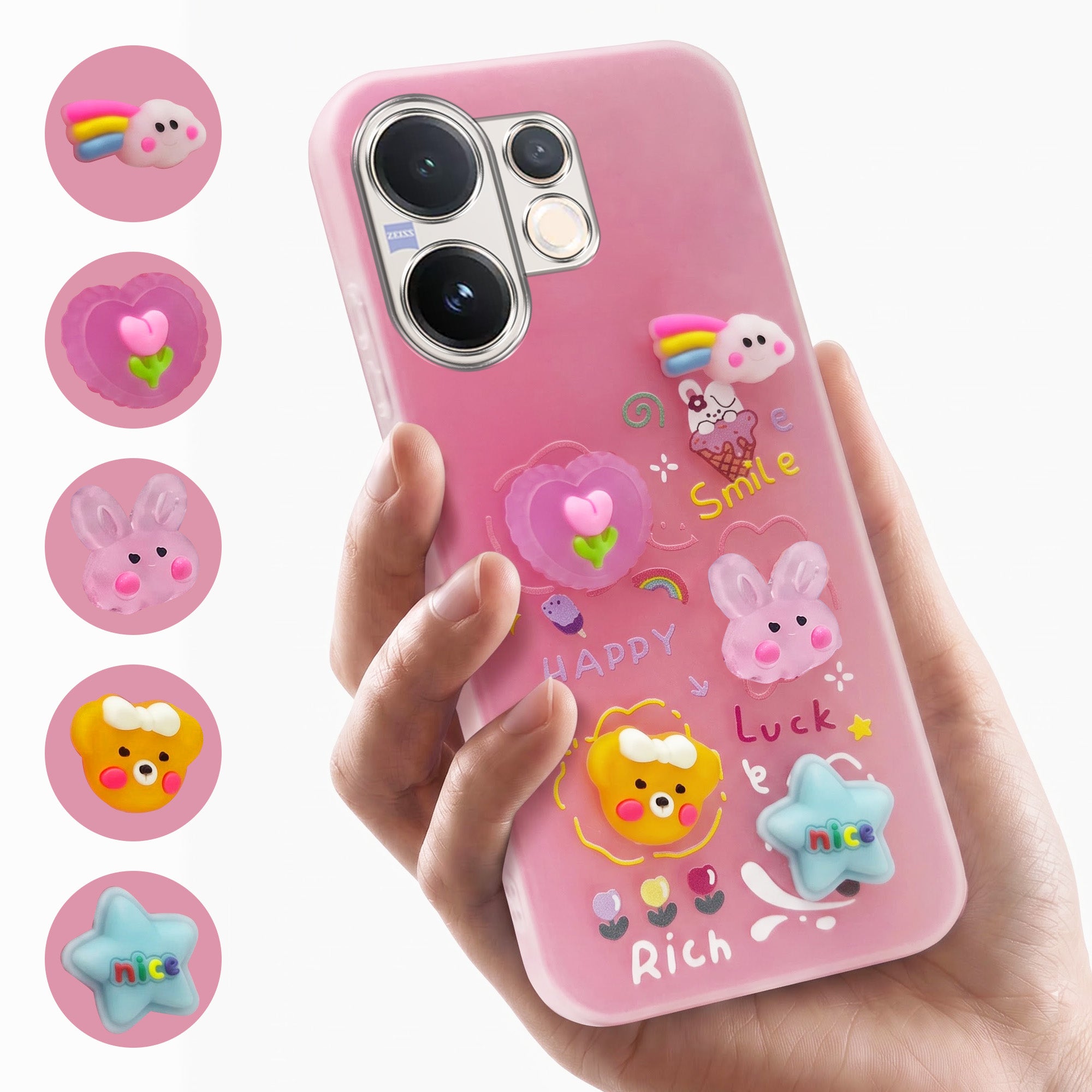 For Vivo V60 | Vivo T4 Pro Back Cover Case (3D Cute Cartoons | Hard Back Side Soft | Matte Premium Finish | HD Printing)