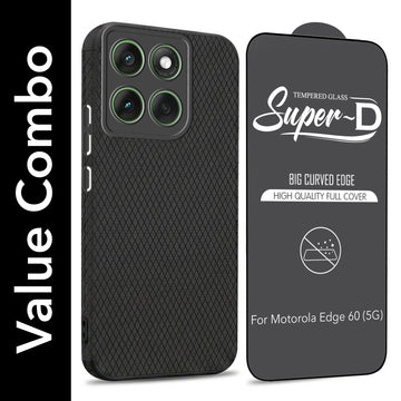 For Motorola Moto Edge 60 Combo with Back Cover and 9H Tempered Glass (Liquid Silicone | Camera Protection | Oleophobic Coating Screen Glass)