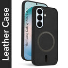 For Samsung Galaxy S26 5G Back Cover Case Leather Finish (MagSafe Compatible Wireless Charging | Soft Touch | Camera Bump Protection)