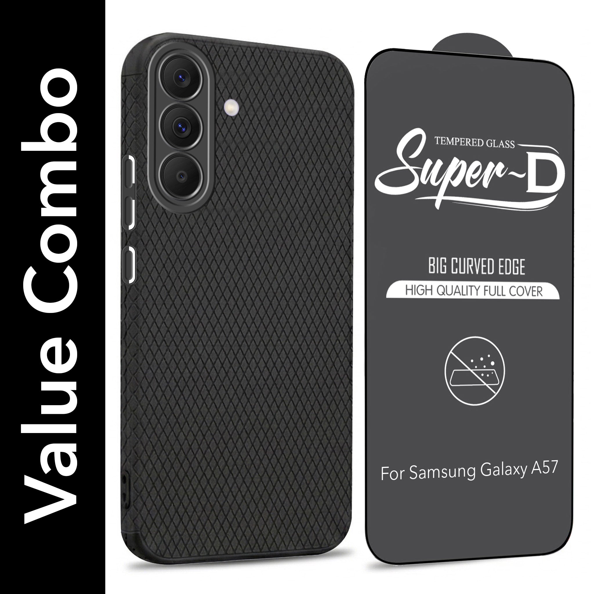 For Samsung Galaxy A57 5G Combo with Back Cover and 9H Tempered Glass (Liquid Silicone | Camera Protection | Oleophobic Coating Screen Glass)