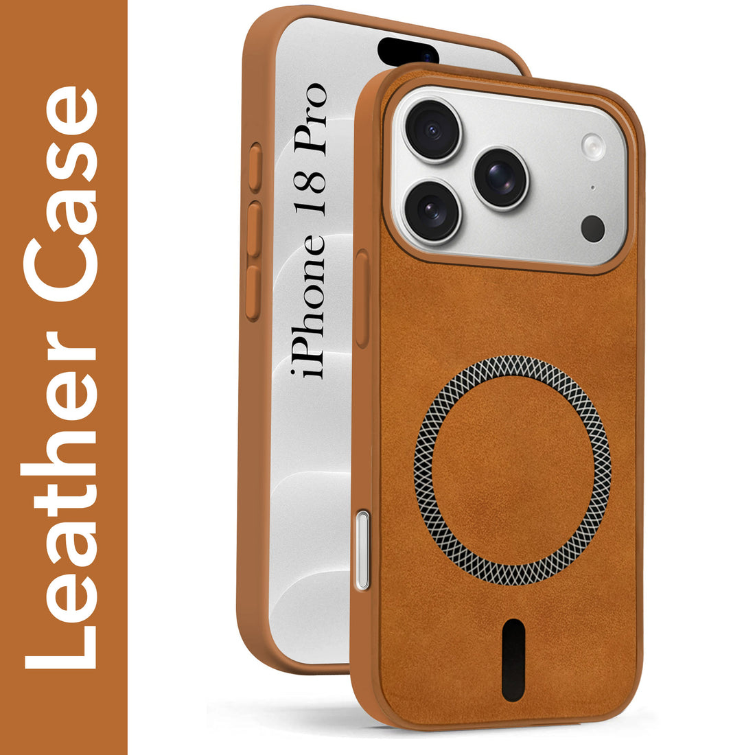 For Apple iPhone 18 Pro Back Cover Case Leather Finish (MagSafe Compatible Wireless Charging | Soft Touch | Camera Bump Protection)