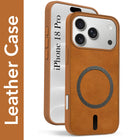 For Apple iPhone 18 Pro Back Cover Case Leather Finish (MagSafe Compatible Wireless Charging | Soft Touch | Camera Bump Protection)