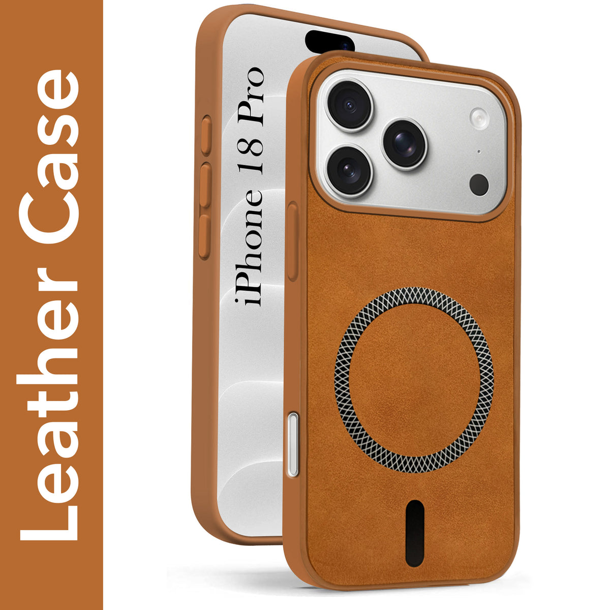 For Apple iPhone 18 Pro Back Cover Case Leather Finish (MagSafe Compatible Wireless Charging | Soft Touch | Camera Bump Protection)