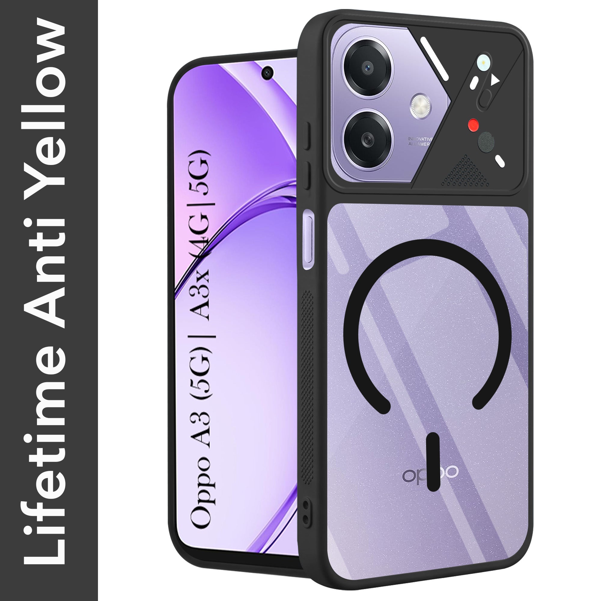 For Oppo A3X (4G/5G) | Oppo A3 5G Back Cover Case Lifetime Anti-Yellow Clear (Camera Protection | Side Grip | Wireless MagSafe Compatible)
