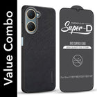 For Vivo Y18 | Y18e | Y03 | Y18i | Y18t Combo (Textured Grip Design | Micro-Fiber Cloth Inside | Oleophobic Coating Screen Glass)