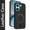 For Redmi Turbo 5 Back Cover Case Leather Finish (MagSafe Compatible Wireless Charging | Soft Touch | Camera Bump Protection)