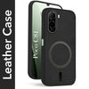 For Poco C81 Back Cover Case Leather Finish (MagSafe Compatible Wireless Charging | Soft Touch | Camera Bump Protection)