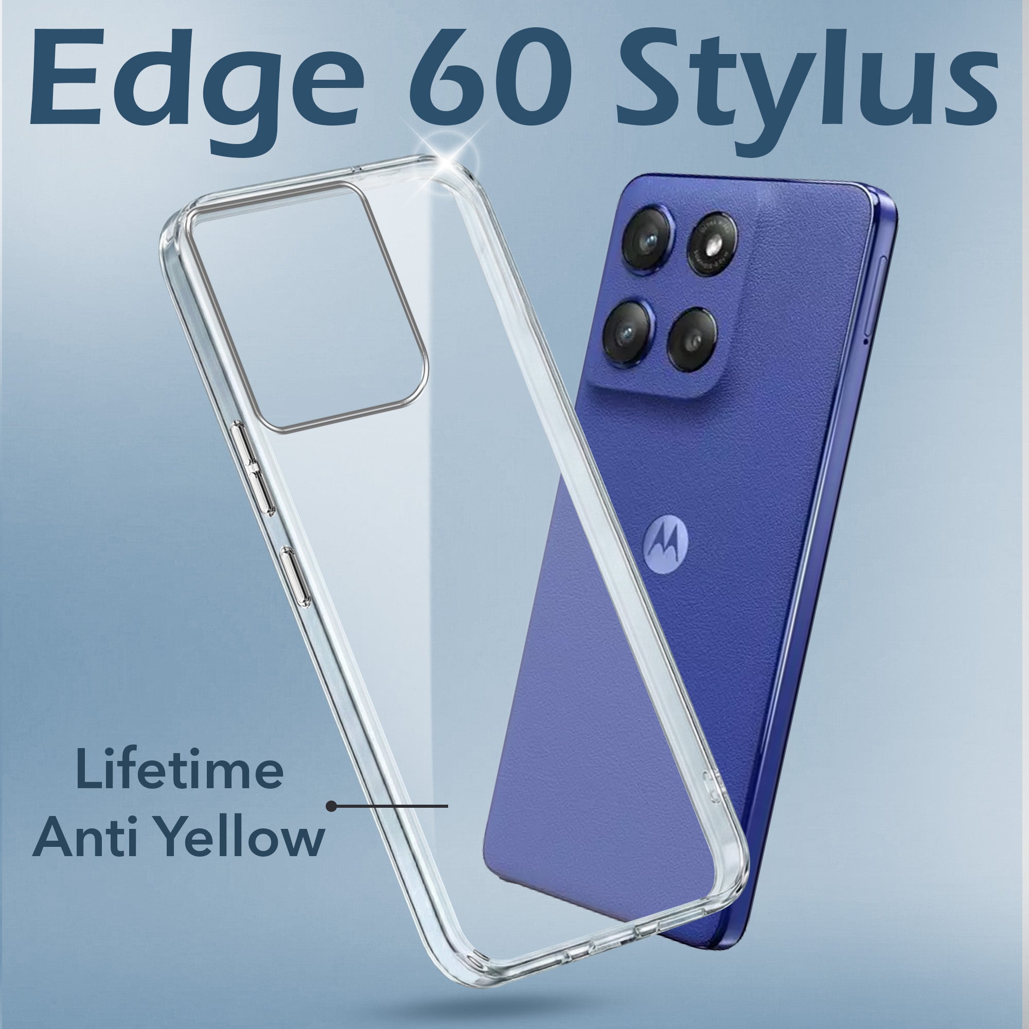 For Motorola Moto Edge 60 Stylus Back Cover Case(Hard Anti Yellow Clear Case | Sleek Hard Crystal Clear | Drop & Camera Protection | Shockproof Polycarbonate)
