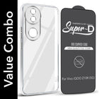 For Vivo iQOO Z10R Combo with Back Cover and 9H Tempered Glass (Lifetime Anti-Yellow | Sleek Hard Crystal | Oleophobic Coating Screen Glass)