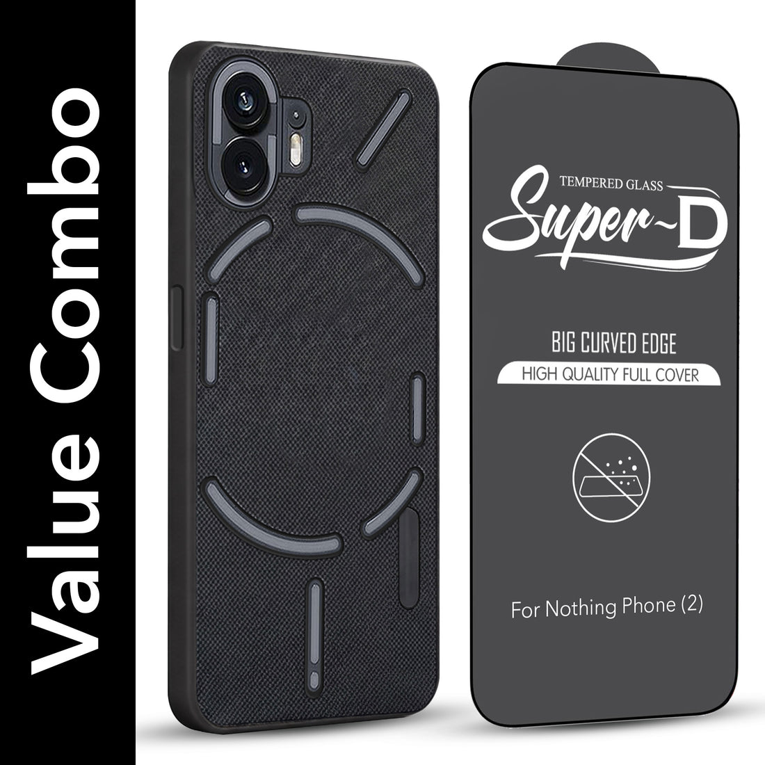 For Nothing Phone 2 Combo (Textured Grip Design | Micro-Fiber Cloth Inside | Oleophobic Coating Screen Glass)