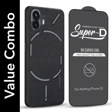 For Nothing Phone 2 Combo (Textured Grip Design | Micro-Fiber Cloth Inside | Oleophobic Coating Screen Glass)