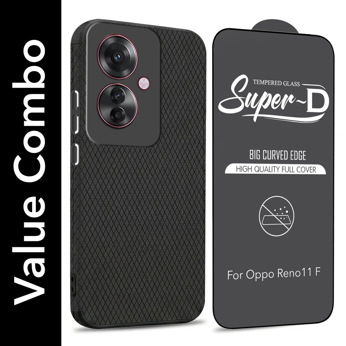 For Oppo Reno11 F 5G | Oppo Reno 11F 5G Combo with Back Cover and 9H Tempered Glass (Liquid Silicone | Camera Protection | Oleophobic Coating Screen Glass)