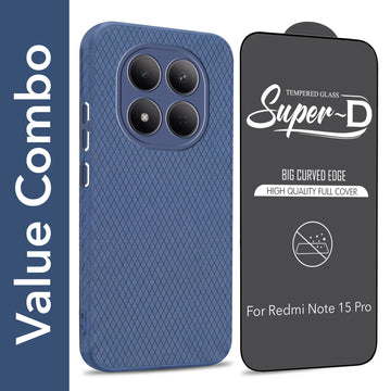For Xiaomi Redmi Note 15 Pro 5G Combo with Back Cover and 9H Tempered Glass (Liquid Silicone | Camera Protection | Oleophobic Coating Screen Glass)