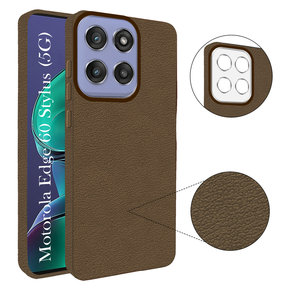 For Motorola Moto Edge 60 Stylus Back Cover Case (Glass Like Camera Protection | Leather Feel | Minimalist Professional Grip)