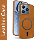 For Realme Narzo N63 Back Cover Case Leather Finish (MagSafe Compatible Wireless Charging | Soft Touch | Camera Bump Protection)