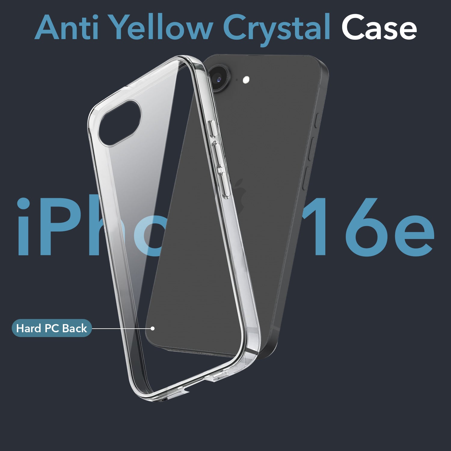For Apple iPhone 16e Back Cover Case (Hard Anti Yellow Clear Case | Sleek Hard Crystal Clear | Drop & Camera Protection | Shockproof Polycarbonate)