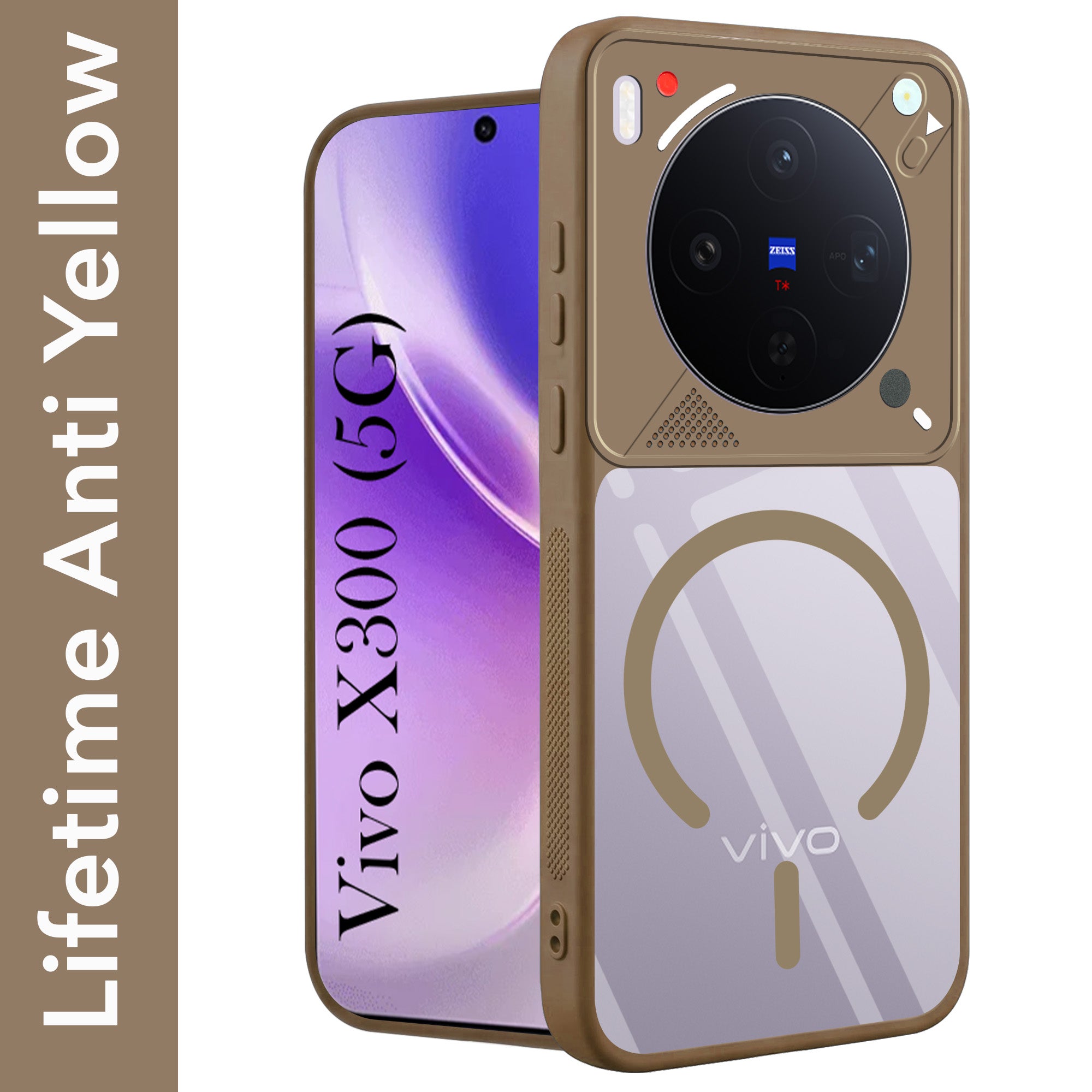 For Vivo X300 5G Back Cover Case Lifetime Anti-Yellow Clear (Camera Protection | Side Grip | Wireless MagSafe Compatible)