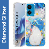 For Motorola Moto G96 Back Cover Case (Luxury Floral Glitter Cute Butterfly | Diamond Studded Camera Bump | Girls & Women Design)