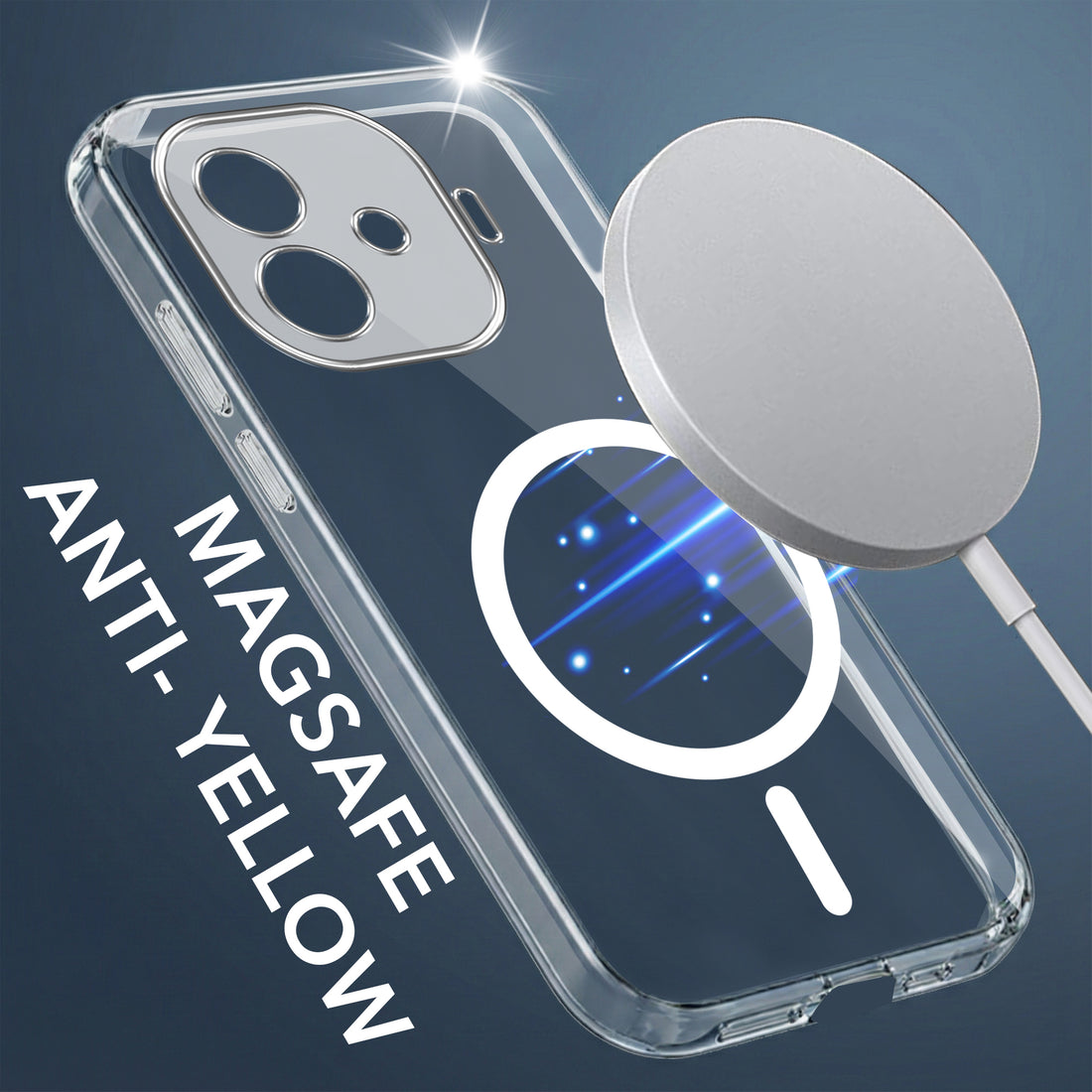 For Vivo iQOO Neo 10R Back Cover Case Lifetime Anti-Yellow MagSafe Compatible Clear (Sleek Hard Crystal | Shockproof and Camera Protection)
