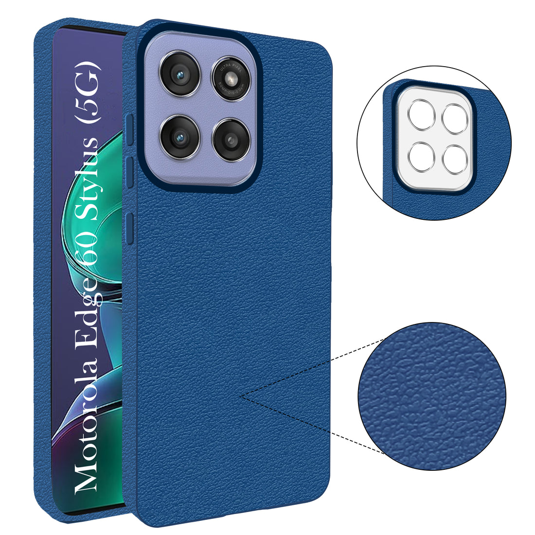 For Motorola Moto Edge 60 Stylus Back Cover Case (Glass Like Camera Protection | Leather Feel | Minimalist Professional Grip)