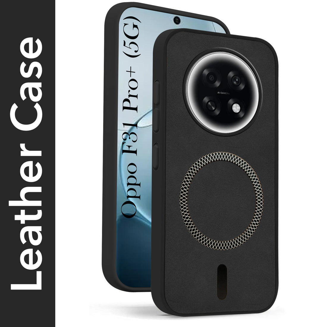 For Oppo F31 Pro Plus Back Cover Case Leather Finish (MagSafe Compatible Wireless Charging | Soft Touch | Camera Bump Protection)