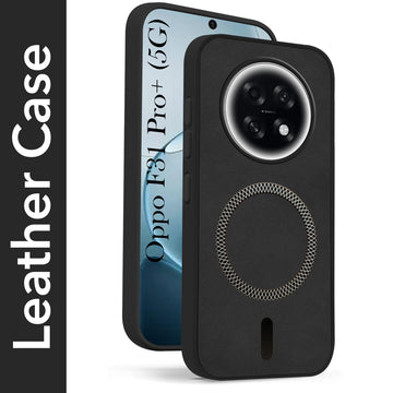 For Oppo F31 Pro Plus Back Cover Case Leather Finish (MagSafe Compatible Wireless Charging | Soft Touch | Camera Bump Protection)