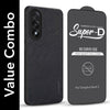 For Oneplus Nord 5 Combo with Back Cover and 9H Tempered Glass (Textured Grip Design | Micro-Fiber Cloth Inside | Oleophobic Coating Screen Glass)