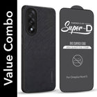 For Oneplus Nord 5 Combo with Back Cover and 9H Tempered Glass (Textured Grip Design | Micro-Fiber Cloth Inside | Oleophobic Coating Screen Glass)
