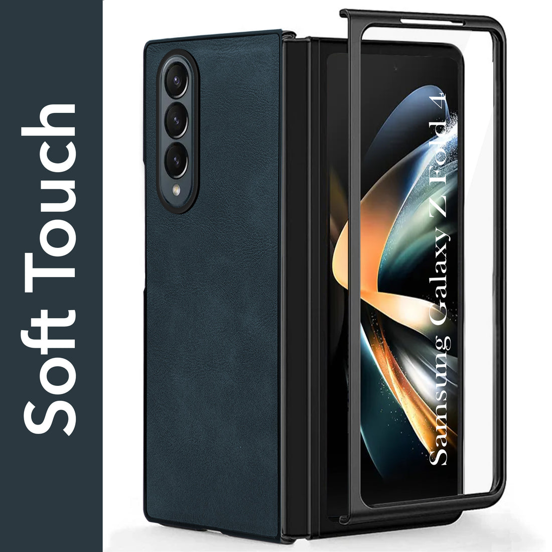 For Samsung Galaxy Z Fold 4 5G Back Case Cover Premium Genuine Leather (Integrated Front Screen Protector | Inside Microfiber Cloth)