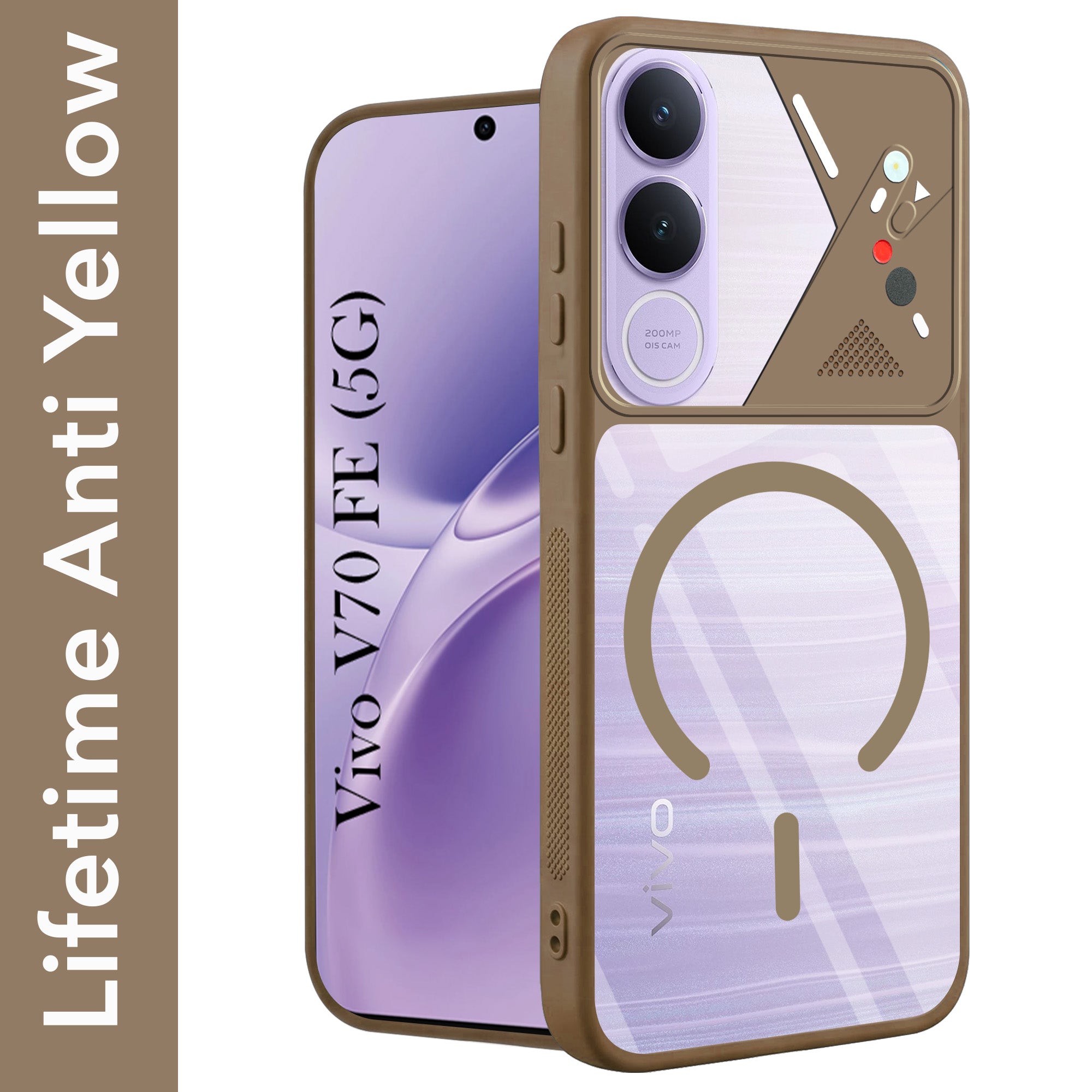 For Vivo V70 FE 5G Back Cover Case Lifetime Anti-Yellow Clear (Camera Protection | Side Grip | Wireless MagSafe Compatible)