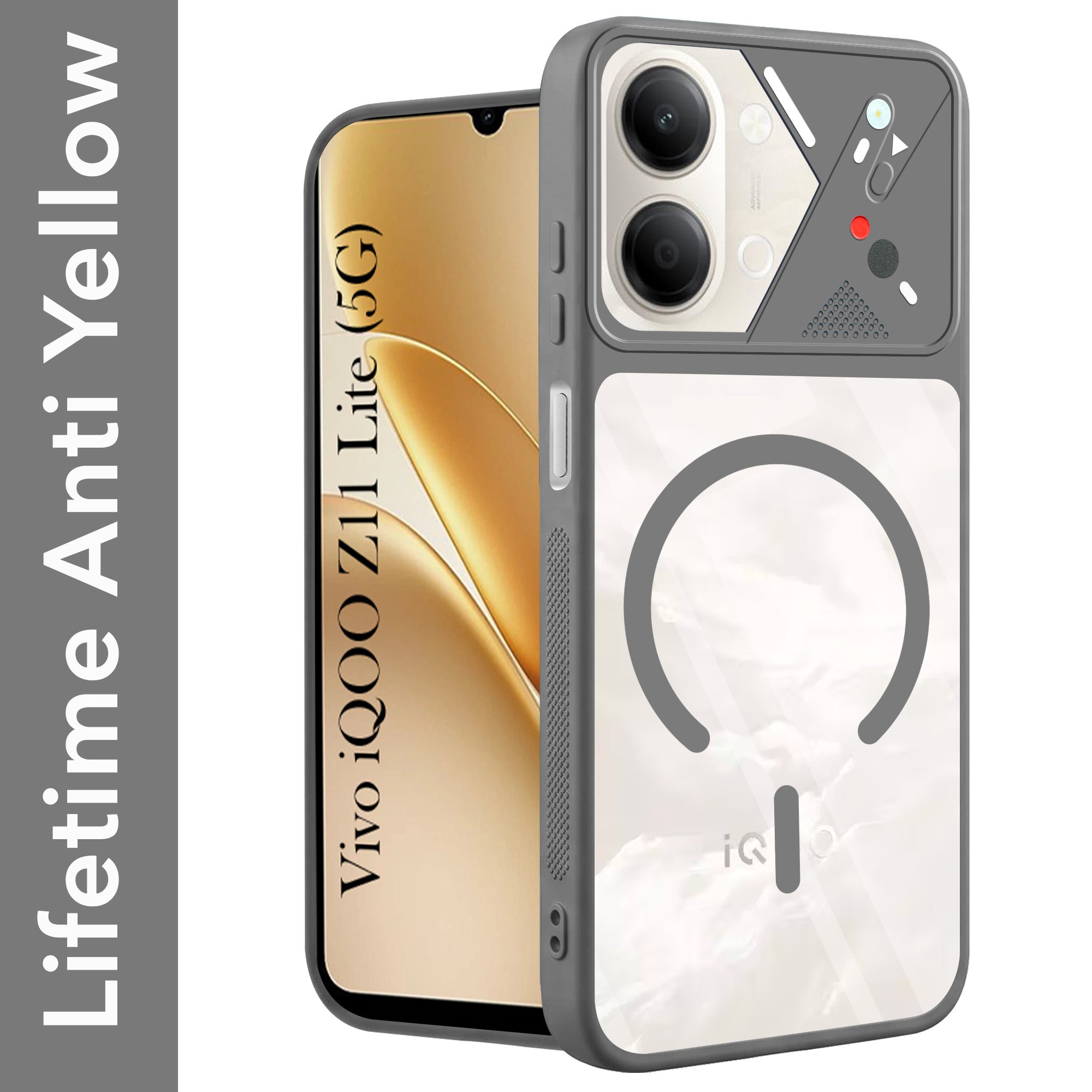 For Vivo iQOO Z11 Lite Back Cover Case Lifetime Anti-Yellow Clear (Camera Protection | Side Grip | Wireless MagSafe Compatible)