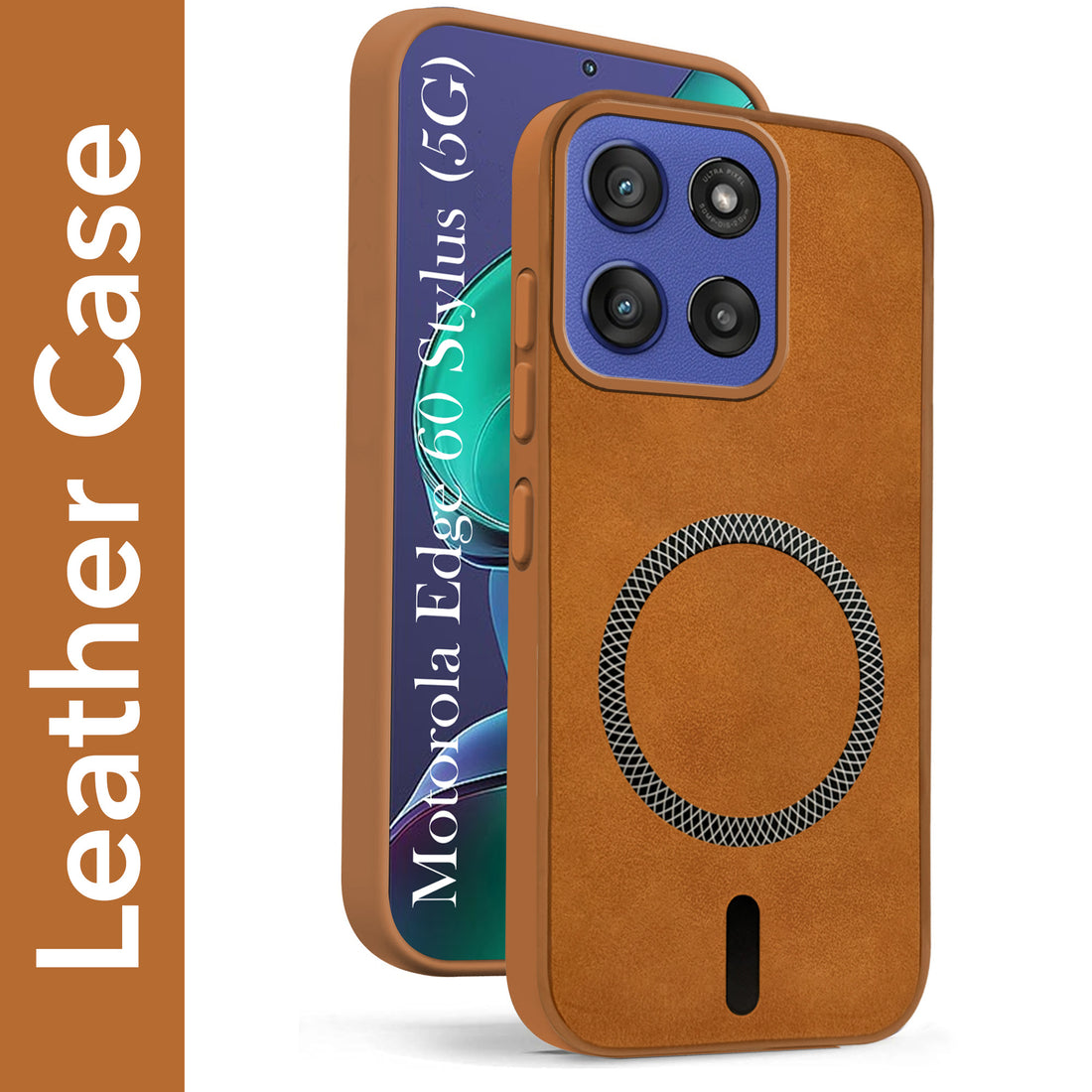 For Motorola Moto Edge 60 Stylus Back Cover Case Leather Finish (MagSafe Compatible Wireless Charging | Soft Touch | Camera Bump Protection)
