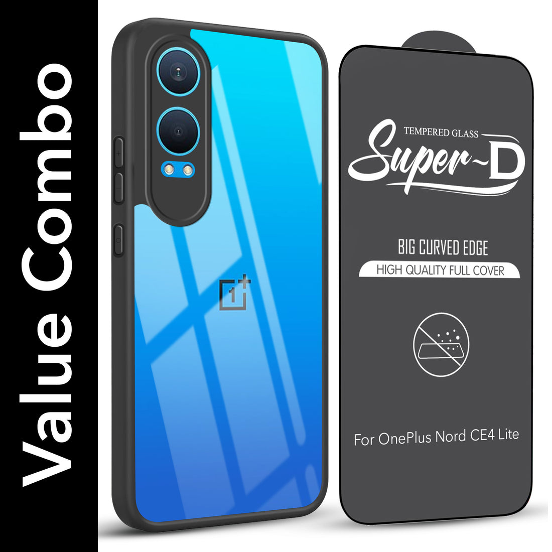 For OnePlus Nord CE 4 Lite Combo with Back Cover and 9H Tempered Glass (Lifetime Anti-Yellow | Crystal Clear Shockproof | Oleophobic Coating Screen Glass)