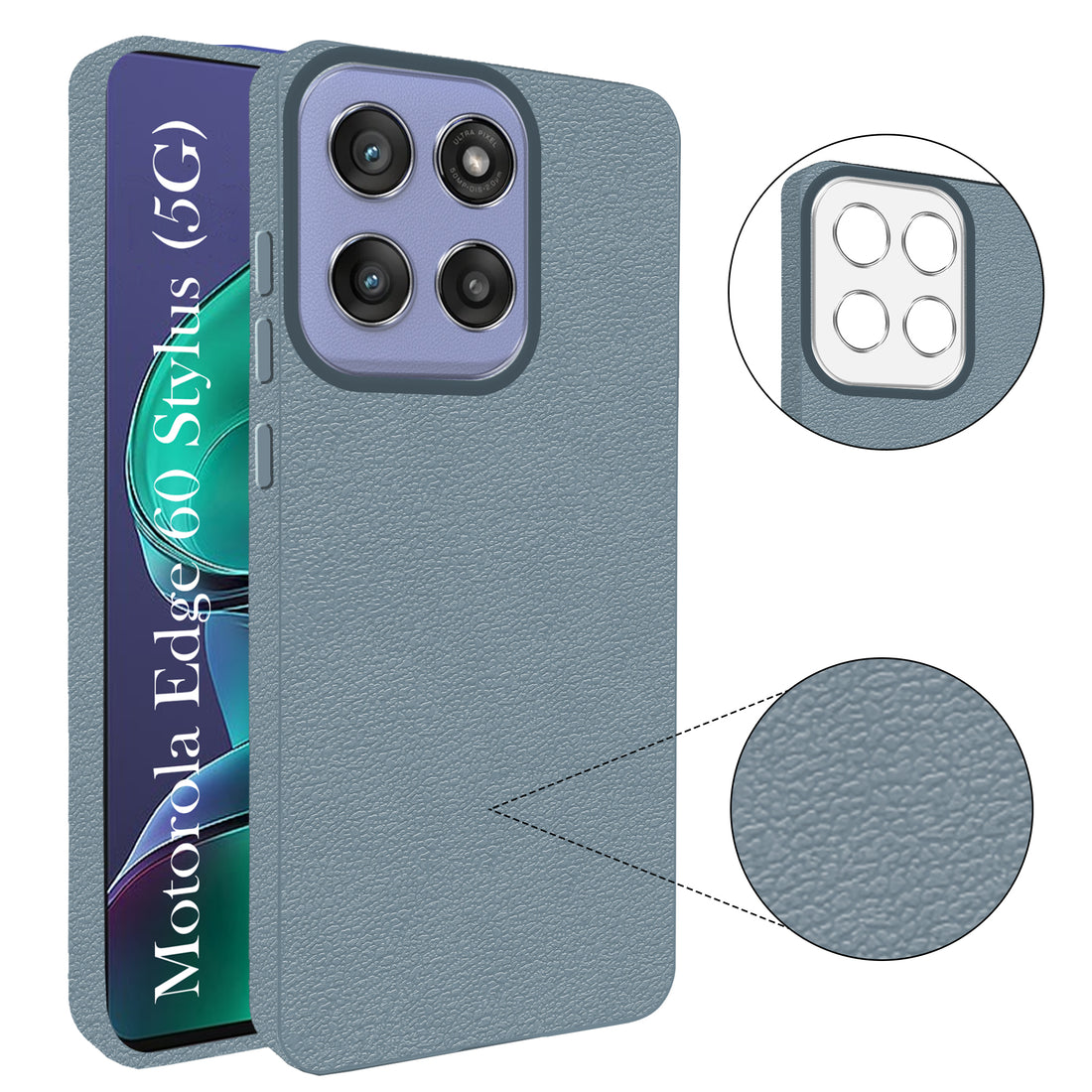 For Motorola Moto Edge 60 Stylus Back Cover Case (Glass Like Camera Protection | Leather Feel | Minimalist Professional Grip)