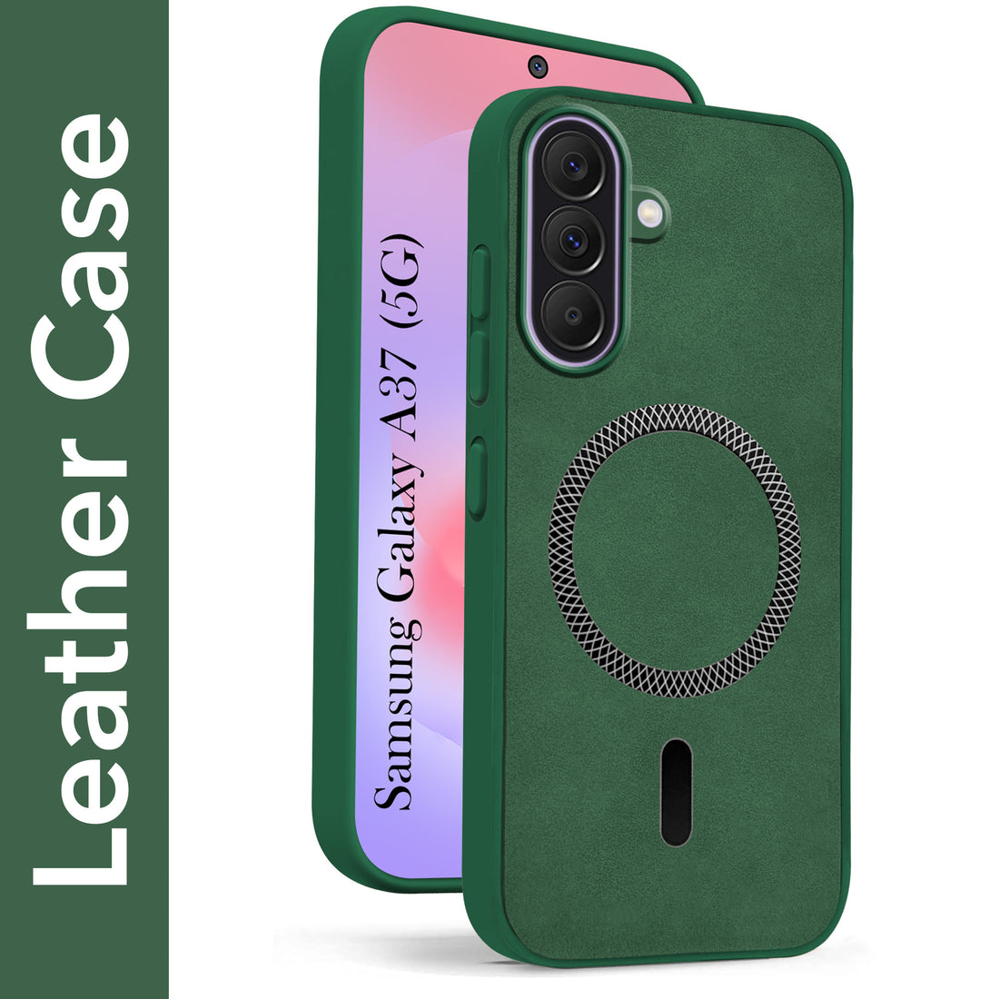For Samsung Galaxy A37 5G Back Cover Case Leather Finish (MagSafe Compatible Wireless Charging | Soft Touch | Camera Bump Protection)