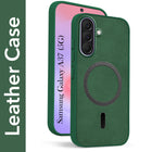 For Samsung Galaxy A37 5G Back Cover Case Leather Finish (MagSafe Compatible Wireless Charging | Soft Touch | Camera Bump Protection)