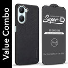 For Vivo iQOO Z9 Lite Combo (Textured Grip Design | Micro-Fiber Cloth Inside | Oleophobic Coating Screen Glass)