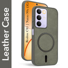 For Realme C85 5G | Realme Narzo 90x Back Cover Case Leather Finish (MagSafe Compatible Wireless Charging | Soft Touch | Camera Bump Protection)
