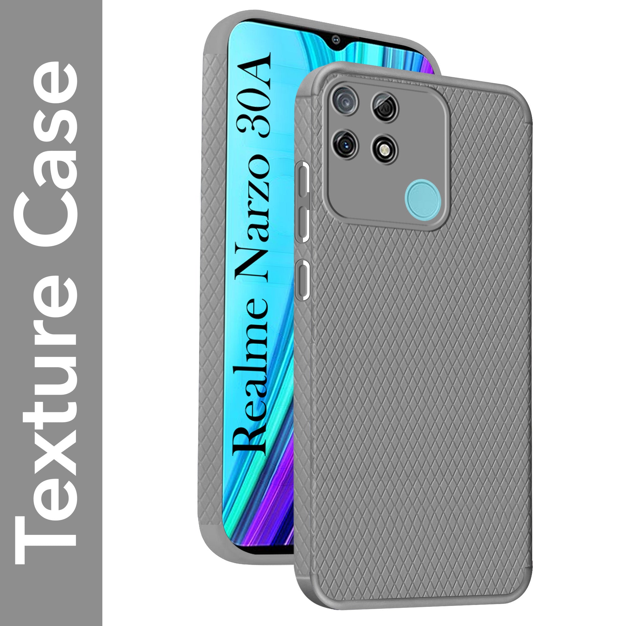 For Realme Narzo 30A Back Cover Case Liquid Silicone (Camera Protection | Side Grip Texture | Soft and Flexible)