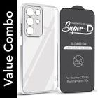 For Realme C85 5G | Realme Narzo 90x Combo with Back Cover and 9H Tempered Glass (Lifetime Anti-Yellow | Sleek Hard Crystal | Oleophobic Coating Screen Glass)