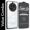For Oppo F31 Pro Plus Combo with Back Cover and 9H Tempered Glass (Lifetime Anti-Yellow | Crystal Clear Shockproof | Oleophobic Coating Screen Glass)