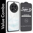 For Oppo F31 Pro Plus Combo with Back Cover and 9H Tempered Glass (Lifetime Anti-Yellow | Crystal Clear Shockproof | Oleophobic Coating Screen Glass)